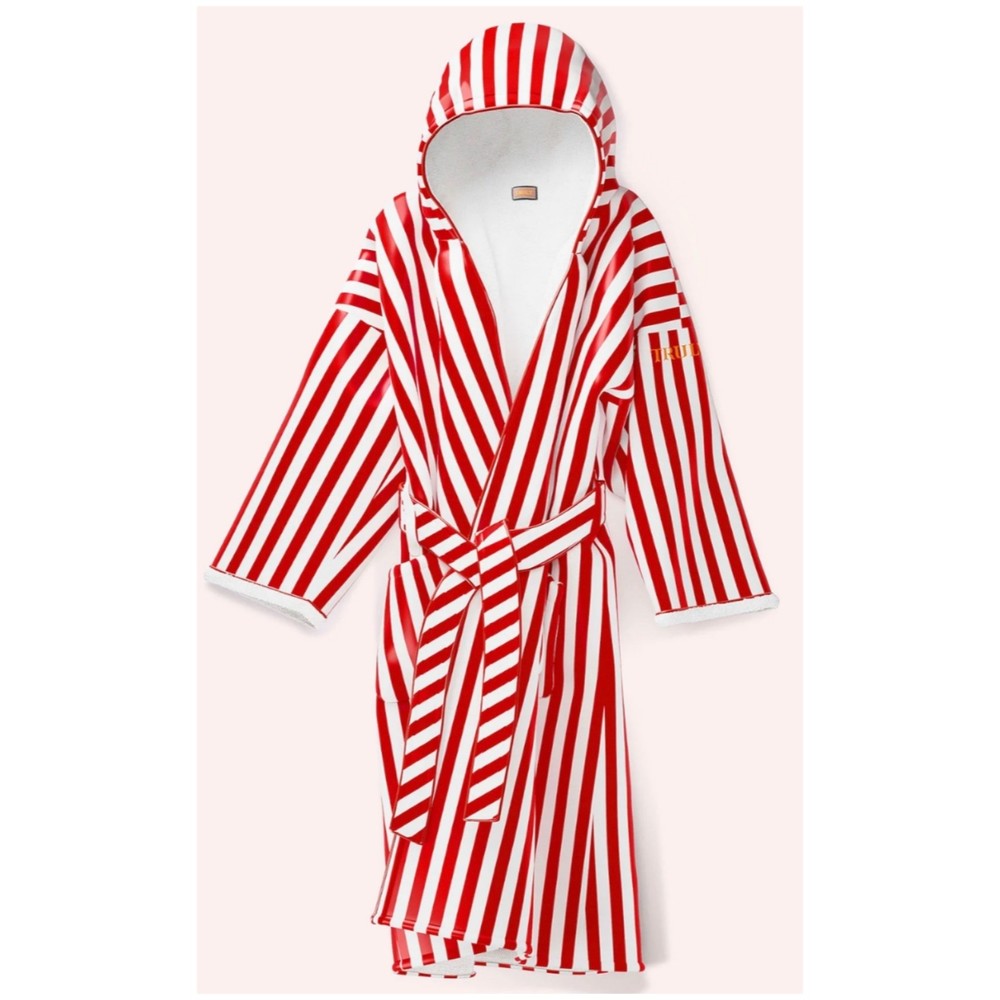 TRULY Very Sexy Valentine’s Day Red White Striped Bath Robe